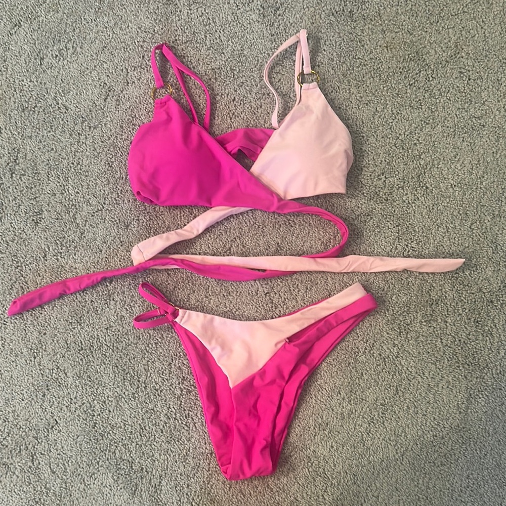 Pink and Light Pink Bikini Set